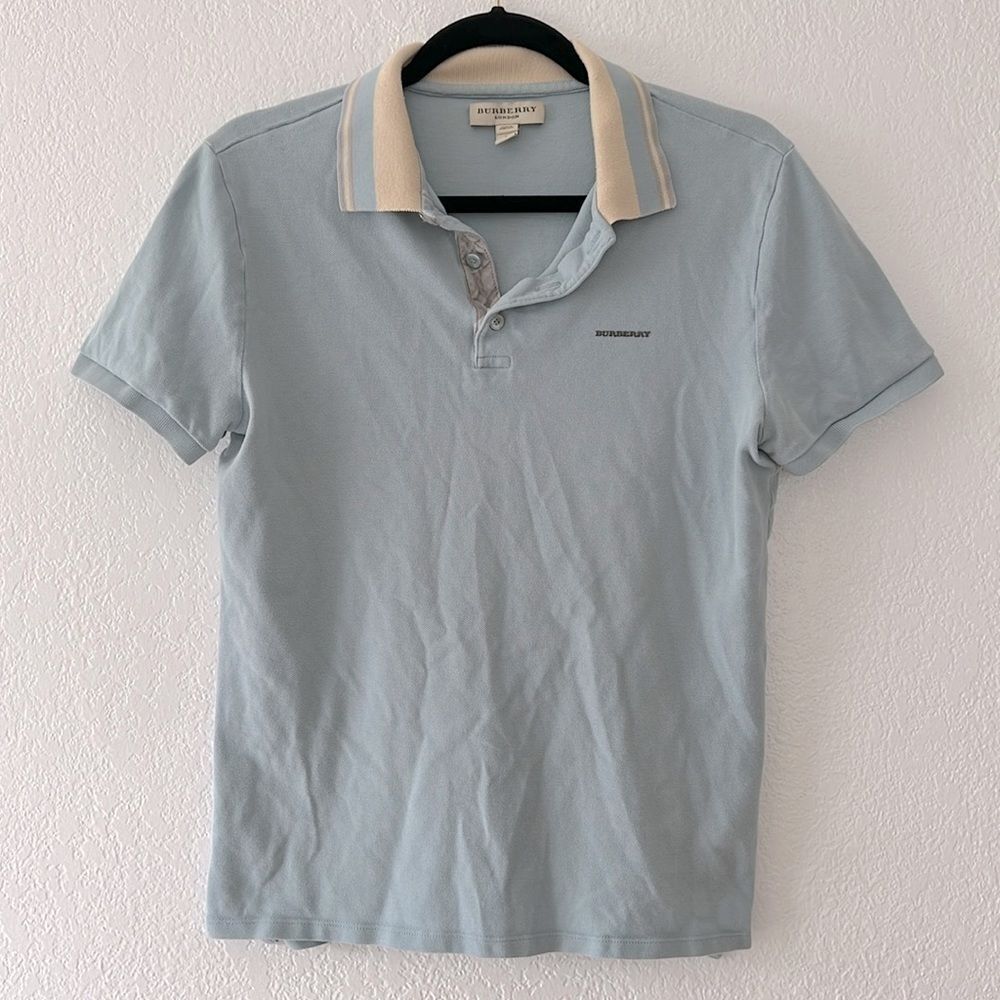Vintage Burberry London baby blue Y2K polo L